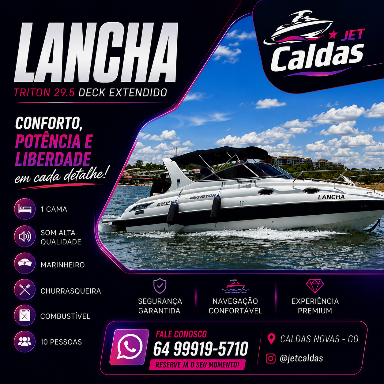 Lancha para alugar em Caldas Novas — Jet Caldas